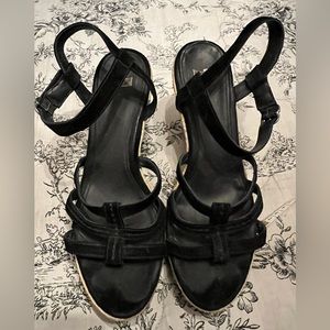 UGG Australia Sandals Wedge Size 10 Callia Black Suede Platform Espadrille